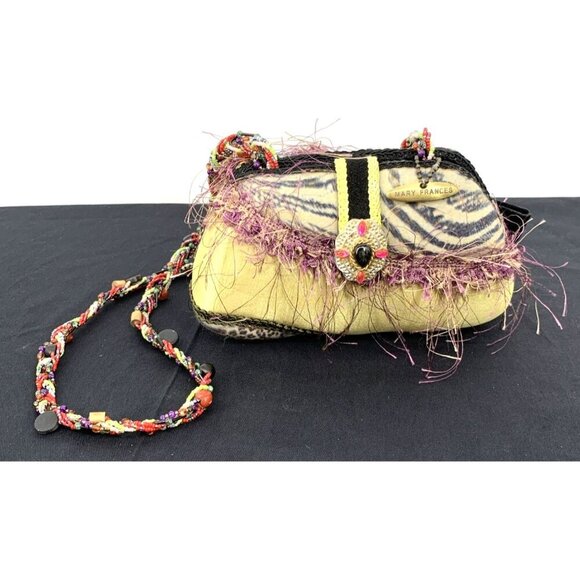 Mary Frances Hardshell Handbag with Beaded Shoulder Strap 8" Vintage - Picture 1 of 12